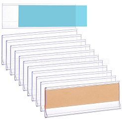 長方形のPVC値札サインラベルホルダー  接着剤付き  小売用品  透明  7.7x2.45x0.35cm&nbsp;FIND-WH0366-170