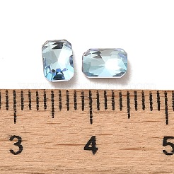 ガラスラインストーンカボション  ポイントバック＆バックメッキ  多面カット  長方形  光azore  6x4x2mm&nbsp;RGLA-P037-04A-D202