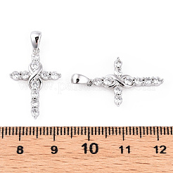 Rhodium Plated 925 Sterling Silver Micro Pave Clear Cubic Zirconia Pendants&nbsp;STER-T007-33P