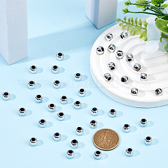 300個ccbプラスチックヨーロピアンビーズ  大穴ビーズ  ラウンド  プラチナ  8x6mm  穴：4.5mm&nbsp;CCB-DC0001-21