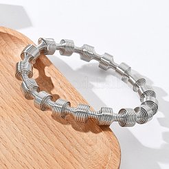 女性用304ステンレススチールストレッチバングル  ステンレス鋼色  3/8インチ（0.9cm）  内径：2-1/4インチ（5.6cm）&nbsp;BJEW-P315-02H-P