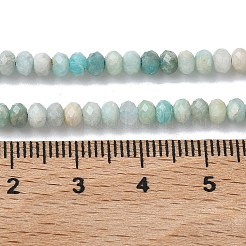 天然フラワーアマゾナイトビーズ連売り  ロンデル  多面カット  4x2.5~3mm  穴：0.6mm  約138個/連  15.04''（38.2センチメートル）&nbsp;G-L651-B02-4x3mm