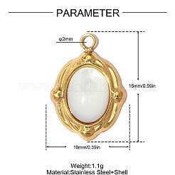 304 Stainless Steel with White Shell Charms&nbsp;SH-OY001-01G-1