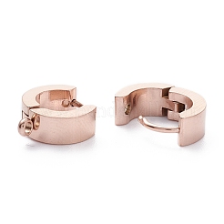 イオンプレーティング（IP）304ステンレススチールハギーフープピアス金具  垂直ループ付き  リング  ローズゴールド  12x9x4mm  穴：1.5mm  ピン：1mm&nbsp;STAS-I167-01C-RG