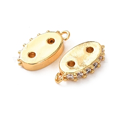 Brass Micro Pave Clear Cubic Zirconia 2-Hole Spacer Bars&nbsp;KK-K422-06G