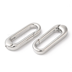 真鍮スプリングゲートリング  オーバル  カドミウムフリー＆鉛フリー  長持ちメッキ  プラチナ  18x7x3mm&nbsp;X-KK-R143-28P