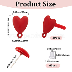 30Pcs Heart Alloy Stud Earring Findings&nbsp;FIND-SP0005-60A-02