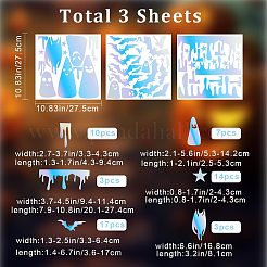3 Sheets 3 Styles Halloween Laser PVC Waterproof Car Stickers&nbsp;DIY-GF0007-24