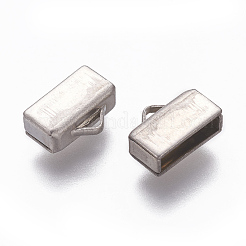 変色しにくい201ステンレススチールコードエンド  ステンレス鋼色  6x8x3mm  穴：2x1mm  内径：2x7mm&nbsp;STAS-L234-014P