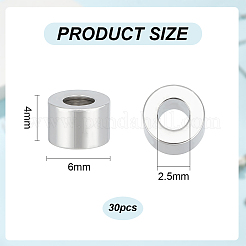 真鍮ビーズ30個  コラム  プラチナメッキ  6x4mm  穴：2.5mm&nbsp;KK-BC0013-21