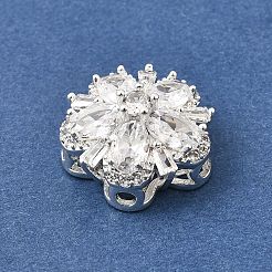 Flower Brass Micro Pave Clear Cubic Zirconia Beads&nbsp;KK-Z156-14S-03