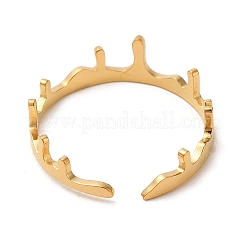 304ステンレススチールオープンカフリング  クラウン  ゴールドカラー  usサイズ8 1/2(18.5mm)&nbsp;LS-RJEW-Z026-04G