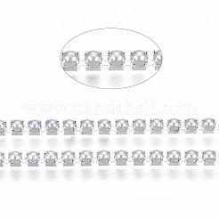 真鍮の連爪チェーン  アブソリュートプラスチック模造パールビーズ  スプールで  銀  ss6.5  2~2.1mm  約10ヤード/ロール（9.14メートル/ロール）&nbsp;CHC-Q012-SS6.5-01S