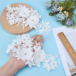 花のポリエステル刺繍縫い付け装飾アクセサリー  ミシンクラフト装飾  ホワイト  230x310x5.5mm&nbsp;PATC-WH0006-55C