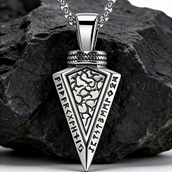 Vintage 304 Stainless Steel Arrow Head Pendant Necklaces for Men&nbsp;WG2A74C-01
