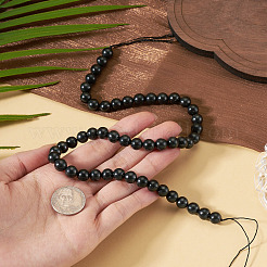 1 Strand Natural Shungite Beads Strands&nbsp;G-TA0003-34C