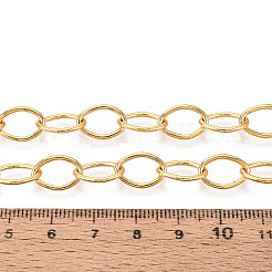 真鍮製アズキチェーン  溶接されていない  スプールで  オーバル  ゴールドカラー  12.5x8.5x1mm  約32.81フィート（10m）/ロール&nbsp;CHC-T018-28G