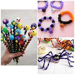 800Pcs 8 Styles Halloween Handmade DIY Doll Craft Pom Pom Yarn Pom Pom Balls&nbsp;FABR-TA0001-02