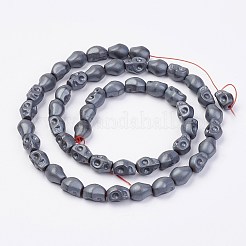 非磁性合成ヘマタイトビーズ連売り  艶消し  スカル  8x6.5x6mm  穴：1mm  約50個/連  15.55インチ&nbsp;G-F396-16-6x8mm