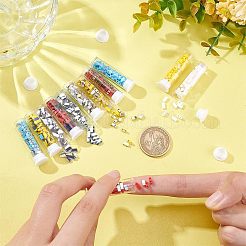 600色の不透明ガラスシードビーズ12個  2穴  長方形  ミックスカラー  4.5~5.5x2x2~2.5mm  穴：0.5~0.8mm  50個/カラー&nbsp;SEED-NB0001-67