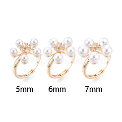 Flower Brass Micro Pave Clear Cubic Zirconia Adjustable Ring Settings&nbsp;KK-T076-73G