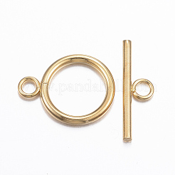 304ステンレススチールトグル留め具  18KGP本金メッキ  リング：21x16x2mm  穴：3mm  バー：23x7x2mm  穴：3mm&nbsp;STAS-H380-05G
