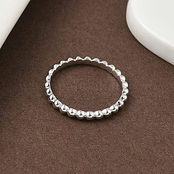 925スターリングシルバープレーンバンドリング  丸いビーズ  プラチナ  2mm  内径：17mm&nbsp;RJEW-P164-01A-P