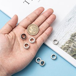 304ステンレススチールコラムビーズ  ポリマークレイラインストーン付き  ステンレス鋼の金属色  クリスタル  13x6mm  穴：8mm&nbsp;RB-I065-02