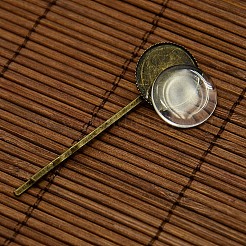 18mm Transparent Clear Domed Glass Cabochon Cover for Iron Hair Bobby Pin DIY Making&nbsp;DIY-X0070