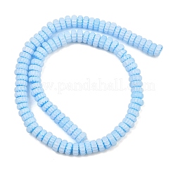 手作りのミルフィオーリ ランプワーク ビーズ  ロンデル  ライトスカイブルー  5~8x3~3.5mm  穴：1mm  約148個/連  15.71''（39.9センチメートル）&nbsp;LAMP-D009-01A-02