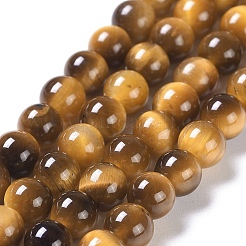 Natural Tiger Eye Round Bead Strands&nbsp;G-L411-07-6mm