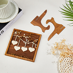 Wooden Family Tree With Heart Tag Sign&nbsp;AJEW-WH0609-088