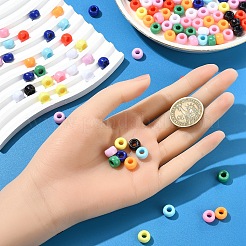 200 個 10 色不透明プラスチックビーズ  バレル  ミックスカラー  9x6mm  穴：3.8mm  20個/カラー&nbsp;KY-YW0001-86