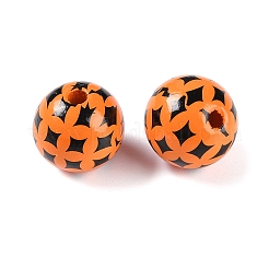 ハロウィーンの木製ビーズ  サドルブラウン  ラウンド  15mm  穴：3.5mm&nbsp;WOOD-S064-01B