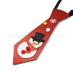 クリスマステーマの不織布ネクタイ  男の子用  ゴムバンド付き  雪だるま  内径：77~137mm&nbsp;LS-AJEW-L092-A02