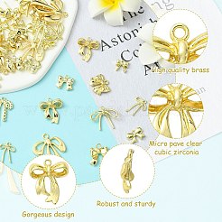 40 個 10 スタイルラックメッキ合金ペンダント  蝶結び  ゴールドカラー  10~33x10.5~26x2~4mm  穴：1.4~3mm  4個/スタイル&nbsp;FIND-CJ0003-93