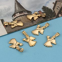 エンジェル 304 ステンレス ペンダント  ゴールドカラー  25x18x2mm  穴：7x4mm&nbsp;STAS-M232-02G