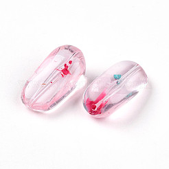透明なアクリルビーズ  長方形  ツートン  ピンク  23~23.5x11x9.2mm  穴：1.6mm  約11個/20g&nbsp;X1-TACR-T028-36C