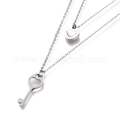 304 Stainless Steel Double Layer Necklaces&nbsp;NJEW-I240-03