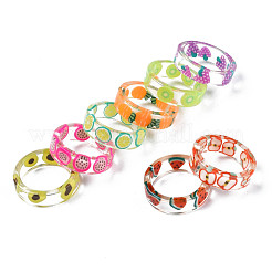 女性のための透明な樹脂フルーツフィンガーリング  ミックスカラー  usサイズ6（16.5mm）&nbsp;RJEW-T022-030