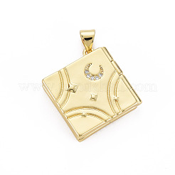 Brass Micro Pave Clear Cubic Zirconia Diffuser Locket Pendants for Teachers' Day&nbsp;ZIRC-T004-96G-NF