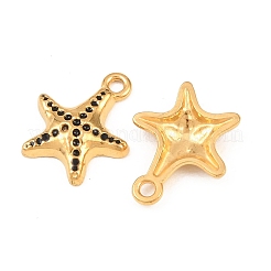 304ステンレススチールエナメルペンダント  ヒトデのチャーム  ゴールドカラー  16x13.5x3mm  穴：1.6mm&nbsp;STAS-A135-09G