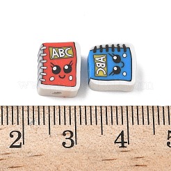 プリントされた手作りポリマー粘土ビーズ  本  ミックスカラー  8.5x8x4mm  穴：2mm&nbsp;CLAY-P005-06