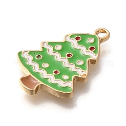 クリスマステーマ合金エナメルペンダント  ライトゴールド  クリスマスツリー  24.5x16x1.5mm  穴：1.8mm&nbsp;ENAM-Q509-01KCG-14