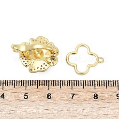 真鍮製折りたたみ式クラスプ  カドミウムフリー＆ニッケルフリー＆鉛フリー  エナメル  花  18KGP本金メッキ  32x17x16.5mm&nbsp;KK-Z078-34G