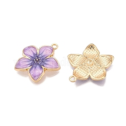 メッキ合金エナメルチャームラック  カドミウムフリー＆ニッケルフリー＆鉛フリー  ライトゴールド  花のチャーム  プラム  27.5x25x3.5mm  穴：2mm&nbsp;X-ENAM-N056-365KCG-03