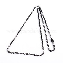 304ステンレススチールアズキチェーンネックレス  電気泳動黒  23.6インチ（60cm）  3mm&nbsp;X-STAS-F016-22A