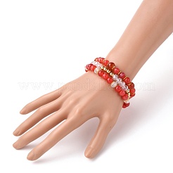 Multi-layered Stretch Beaded Bracelets Sets&nbsp;BJEW-JB05755-01