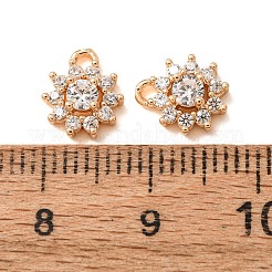 真鍮マイクロパヴェクリアキュービックジルコニアチャーム  花のチャーム  18KGP本金メッキ  9x8x3.5mm  穴：1.2mm&nbsp;CU-CBAEC99-24G