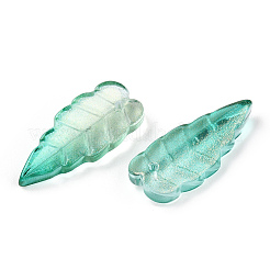 ベーキングペイント 透明ガラスの花びらビーズ  葉  シーグリーン  23.5x10x4.5mm  穴：1~1.2mm  約980~1000個/セット&nbsp;DGLA-N004-09